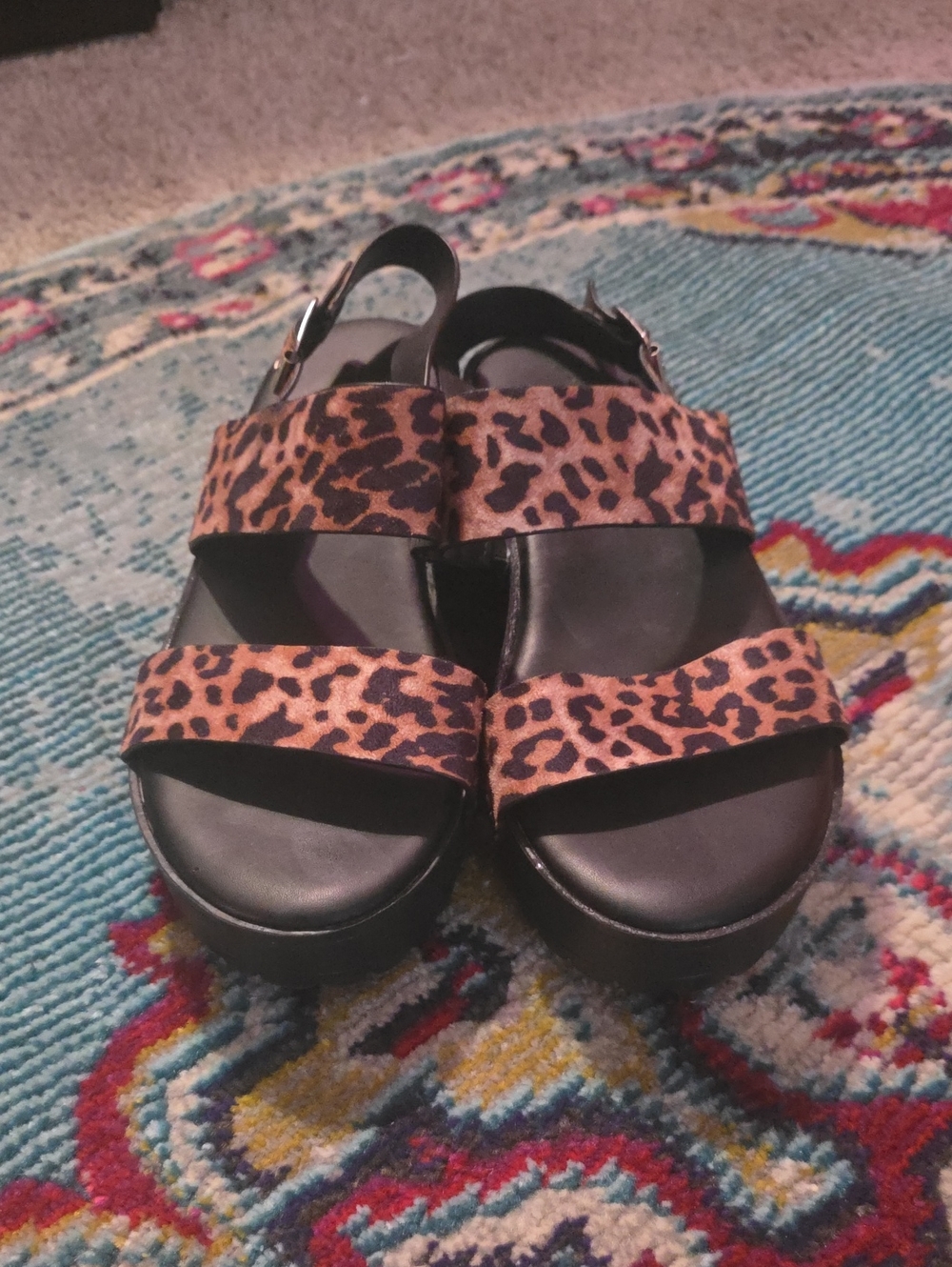 Women’s Leopard Print Platform Sandals - Black Base